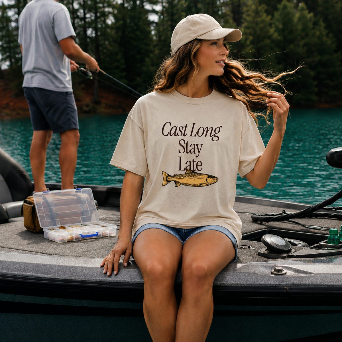 Cast Long Stay Late Fishing Tee