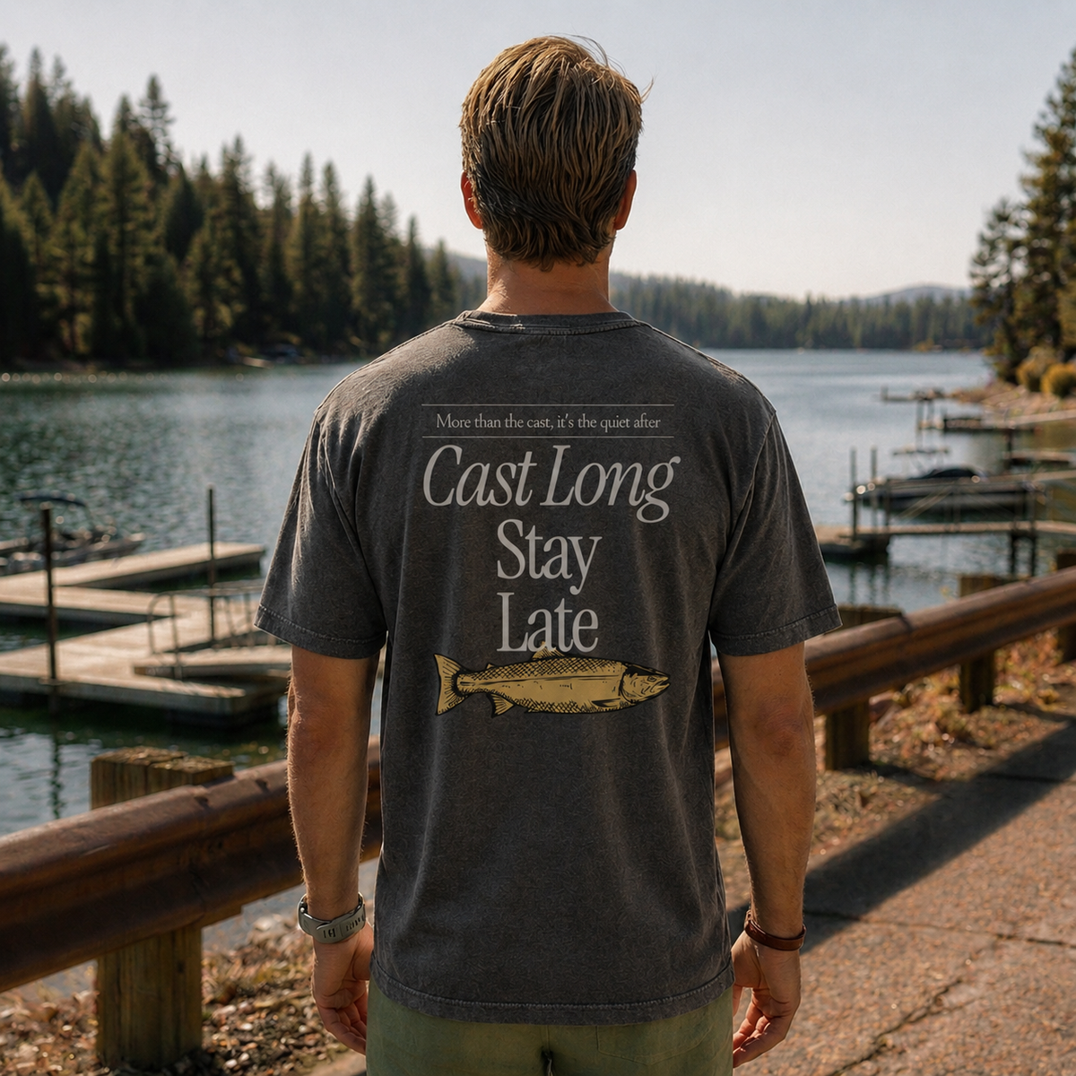 Cast Long Stay Late Fishing Tee